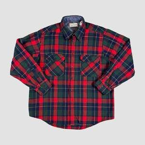 True Vintage Sears Roebuck and Co Plaid Flannel Button Up Shirt Long Sleeve L